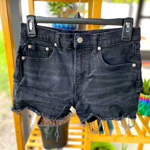 ☀️ Gap Denim Frayed Short Shorts, Stretchy, Dark Grey Wash, Size 26/3, COMFY